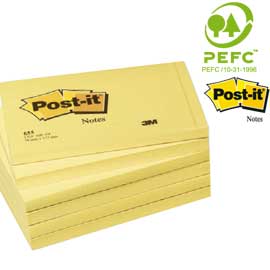 BLOCCO 100fg Post-it®Giallo Canary 76x127mm 655