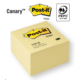 BLOCCO CUBO 450fg Post-it®Giallo Canary™ 76x76mm 636-B