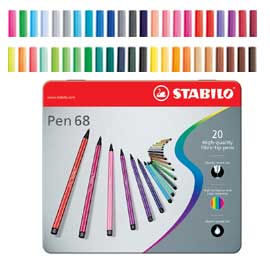 SCATOLA METALLO 20 PENNARELLI PEN 6820 STABILO