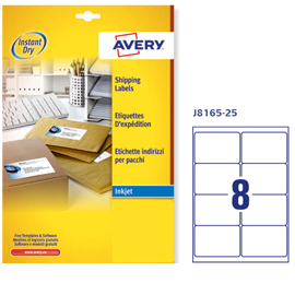 Etichetta adesiva J8165 bianca 25fg A4 99,1x67,7mm (8et/fg) inkjet Avery