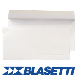 500 BUSTE BIANCHE 110X230MM 90GR S/FINESTRA C/STRIP BLASETTI