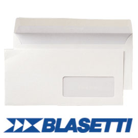 500 BUSTE BIANCHE 110X230MM 90GR C/FINESTRA SUPERSTRIP BLASETTI