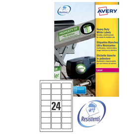 Poliestere adesivo L4773 bianco 20fg A4 63,5x33,9mm (24et/fg) laser Avery