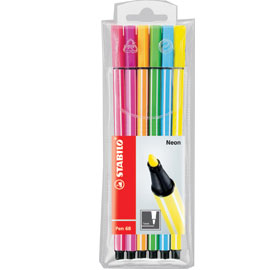 ASTUCCIO 6 EVIDENZIATORI STABILO PEN 68 NEON ASSORT.