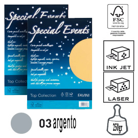 Carta metallizzata SPECIAL EVENTS A4 10fg 250gr argento FAVINI