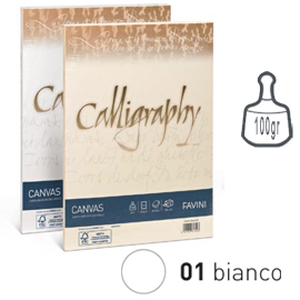 Carta CALLIGRAPHY CANVAS 100gr A4 50fg bianco 01 FAVINI