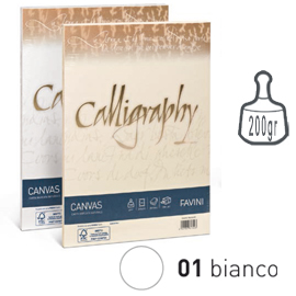 Carta CALLIGRAPHY CANVAS 200gr A4 50fg bianco 01 FAVINI