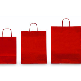 25 SHOPPERS CARTA KRAFT 26x11x34,5cm TWISTED rosso