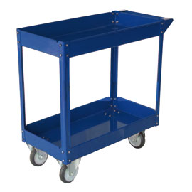 CARRELLO C/RUOTE IN ACCIAIO VERNICIATO BLU 2 RIPIANI 84X41cm H 82cm