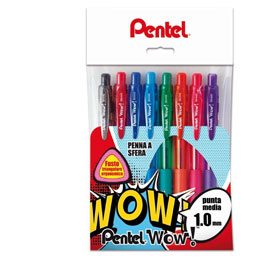 TASCHETTA 8 PENNA SFERA A SCATTO WOW BK440 1.0MM PENTEL