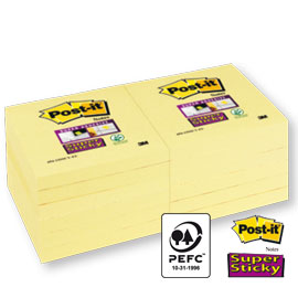 BLOCCO 90foglietti Post-it®Super Sticky Giallo Canary™ 76x76mm 654-12SS-CY