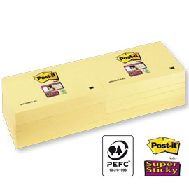 BLOCCO 90foglietti Post-it®Super Sticky Giallo Canary™ 76x127mm 655-12SS-CY