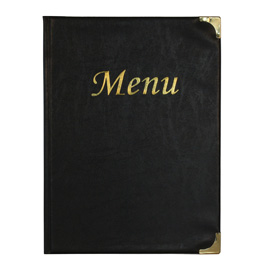 PORTA MENU' A4-24x34cm NERO in PVC BASIC con 4+2 BUSTE FISSE