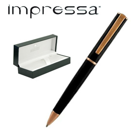 PENNA SFERA IMPRESSA™ NERO-ROSEGOLD punta M MONTEVERDE