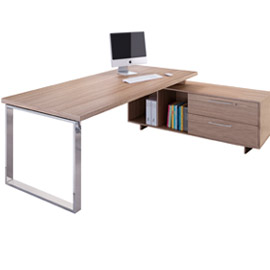 SCRIVANIA MANAGER 180X90cm c/mobile servizio rev. CILIEGIO AR. - PRESTIGE METAL