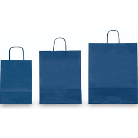 25 SHOPPERS CARTA KRAFT 18x7x24CM TWISTED BLU