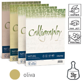 Carta CALLIGRAPHY NATURE A4 50fg 250gr oliva FAVINI