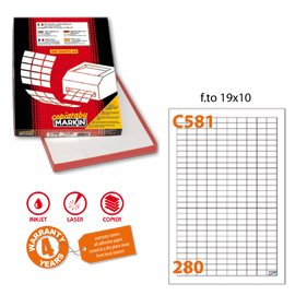 Etichetta adesiva C/581 bianca 100fg A4 19x10mm (280et/fg) Markin