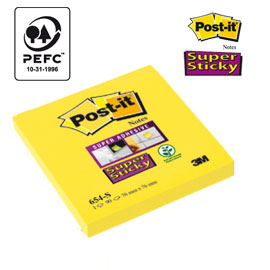 BLOCCO 90foglietti Post-it® Super Sticky 654-S 76x76mm GIALLO ORO