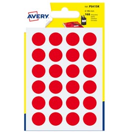 Blister 168 etichetta adesiva tonda PSA rosso Ø15mm Avery