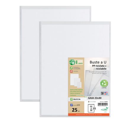 Conf 25 Buste a U in PP riciclato 22x30cm GAIA Sei rota