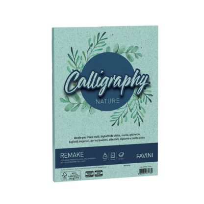 Carta Calligraphy Nature REMAKE A4 50fg 250gr acquamarina FAVINI